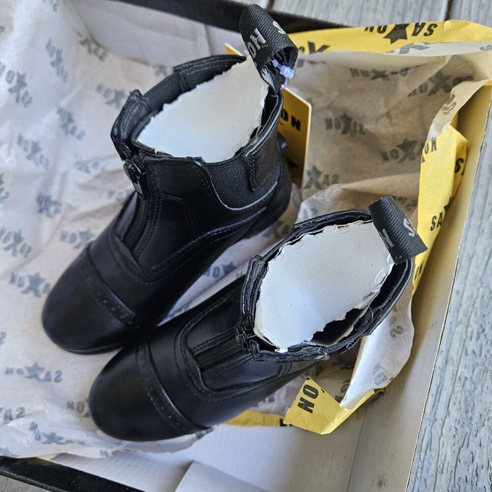 NIB SAXON Syntovia Zip Paddock Boots CHILDS KIDS Ridding Black Sz US 11 / EU 28 - Picture 6 of 7